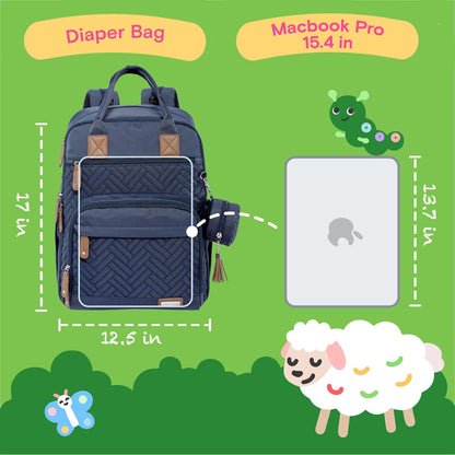 Diaper Bag Backpack, iniuniu Large Baby Bags with Diaper Pouch, Washable Changing Pad, Pacifier Case and Stroller Straps