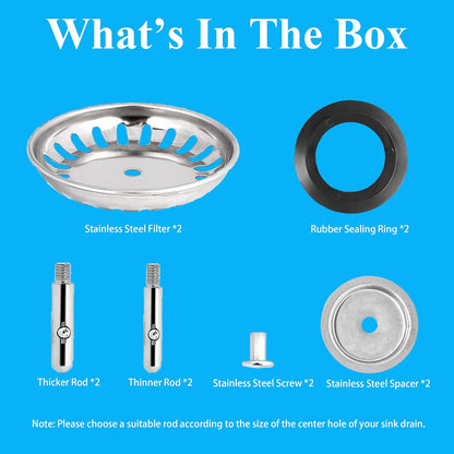 [2 Pack] IUYPKQ Kitchen Sink Strainer - Sink Drain Stopper - Kitchen Sink Plug with Anti-Clogging Basket - Bouchon Evier Cuisine