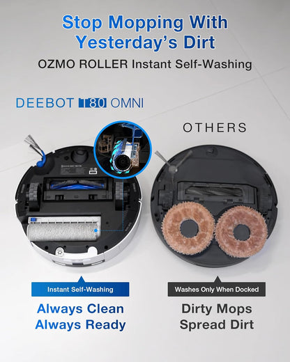 ECOVACS DEEBOT X9 PRO OMNI Robot Vacuum and Mop, BLAST™ 16,600Pa Suction, OZMO ROLLER Instant Self-Washing Mopping, ZeroTangle™ 3.0, Triple Lift System, AI Smart Navigation, Hands-Free OMNI Station