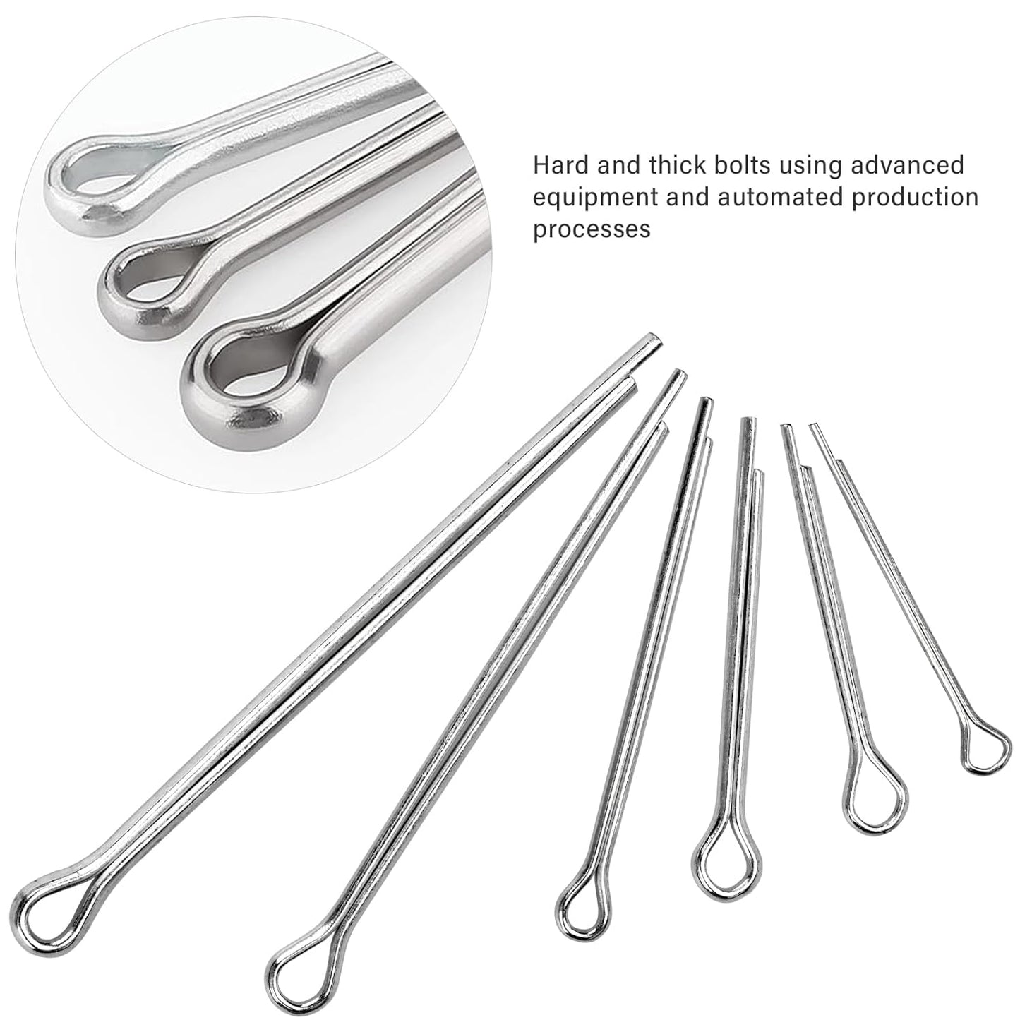 OLCANA 25 Pieces Cotter Pin Assortment Kit 5 Size M1.2 -M3.5 Stainless Steel R Hitch Pin Clips for Tractor Truck Tillage Machine, Retaining Pins