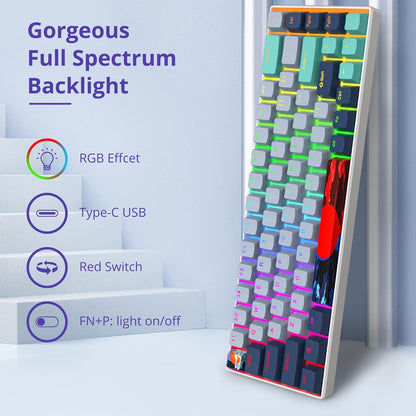 Owpkeenthy Full Size Green Mechanical Gaming Keyboard with Number Pad, Wired 100% Office NKRO Keyboard RGB Backlit 104 Keys with Red Switch for PC Gamer (104 Matcha)