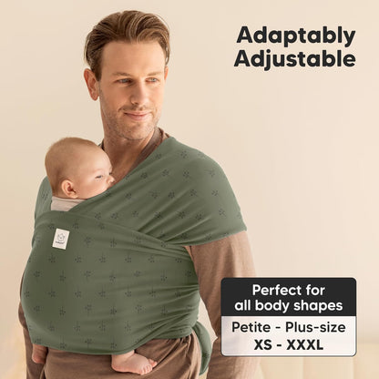 KeaBabies Baby Wrap Carrier - All in 1 Original Baby Carrier Newborn To Toddler Sling, Easy to Wear, Hands Free Bonding, Lightweight, Breathable Infant Wraps (Trendy Black)