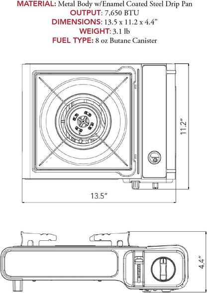 Gas ONE GS-1000G 7,650 BTU Portable Butane Gas Stove