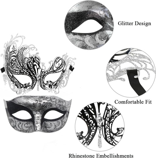 Couple Masquerade Mask Metal Masks Venetian Party Mask Halloween Costume Mask Mardi Gras Mask - PuriLite
