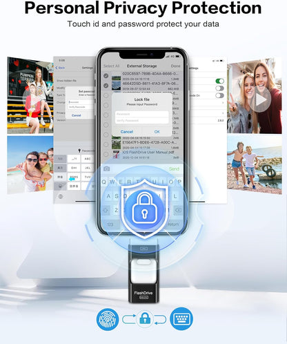 256GB Flash Drive for iPhone Photo Stick, Thumb Drive USB Stick High Speed Transfer USB Drives External Picture Video Storage Memory Expansion for iPhone/iPad/PC (Blue)