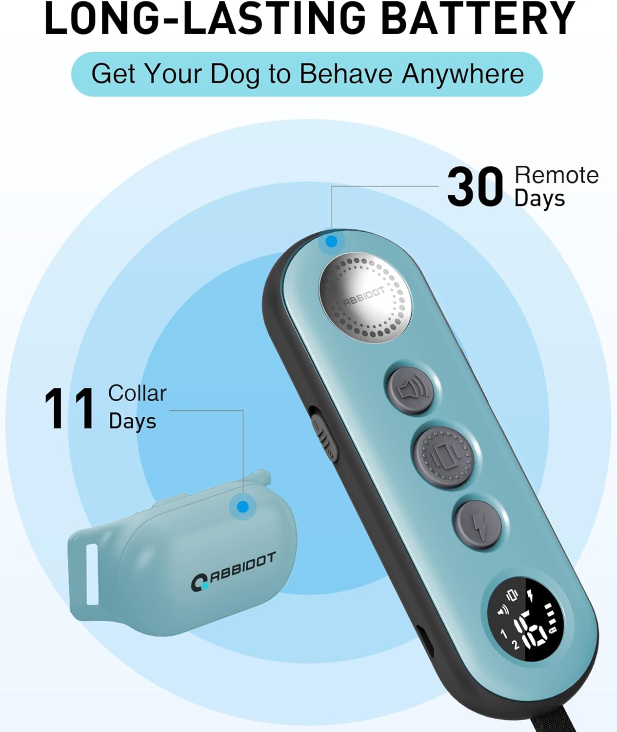 ABBIDOT Shock Collar (8-120 lbs) - Small Size Dog Training Collar with Remote Waterproof Rechargeable Dog Shock Collar with Remote E Collar for Small Medium Large Dogs (Light Pink)