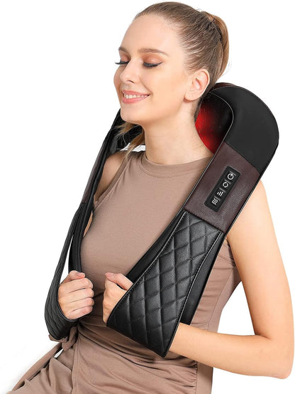 Neck Massager with Heat, Shiatsu Back Neck and Shoulder Massager - Gifts for Women/men/Mom/Dad - Electric Deeper Tissue 4D Kneading Massage, Use at Home, Office, Car