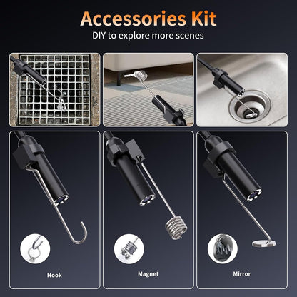 Endoscope Camera with Light, Borescope Inspection Camera, 4.3" IPS Endoscope Gifts for Men, Borescope Snakecamera with 8 LED Light, 7.9mm IP67 Plumbing Tools for Automotive, Gadgets for Men(16.5FT)