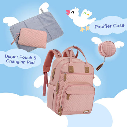 Diaper Bag Backpack, iniuniu Large Baby Bags with Diaper Pouch, Washable Changing Pad, Pacifier Case and Stroller Straps