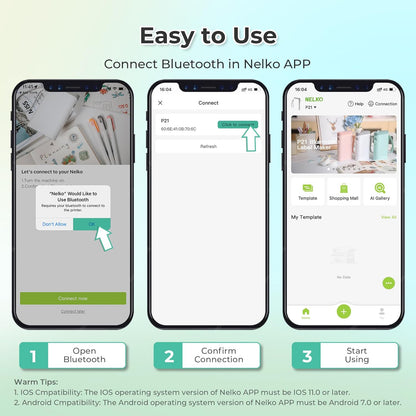 Nelko Label Maker Machine with Tape, P21 Portable Bluetooth Label Printer, Wireless Built-in Cutter Sticker Maker Mini Label Makers with Multiple Templates for School Organizing Office Home, White