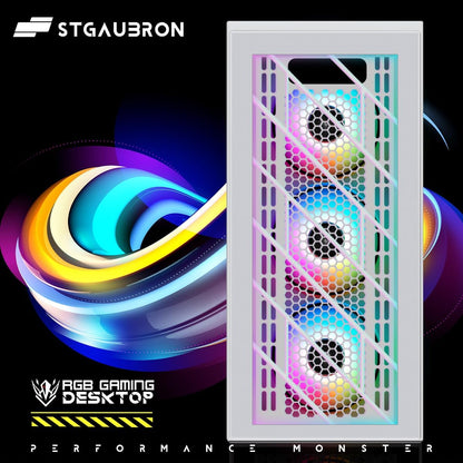 STGAubron Gaming Desktop PC, Radeon RX 590 8G GDDR5, Intel i7 Xeon E5 2.5G up to 3.3G, 32G DDR3, 1T SSD,600M WiFi, BT 5.0, RGB Fan x 6, RGB Keyboard & Mouse & Mouse Pad, W10H64