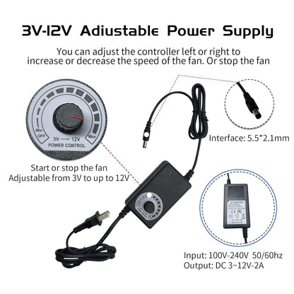 Easy Cloud Computer Fan with AC Plug, Variable Speed Axial Muffin Fan with Controller 120mm 120V 110V 220V Fan Small 12V Case Cooling Fan for PC Server Cabinet Doorway Receiver Xbox Greenhouse