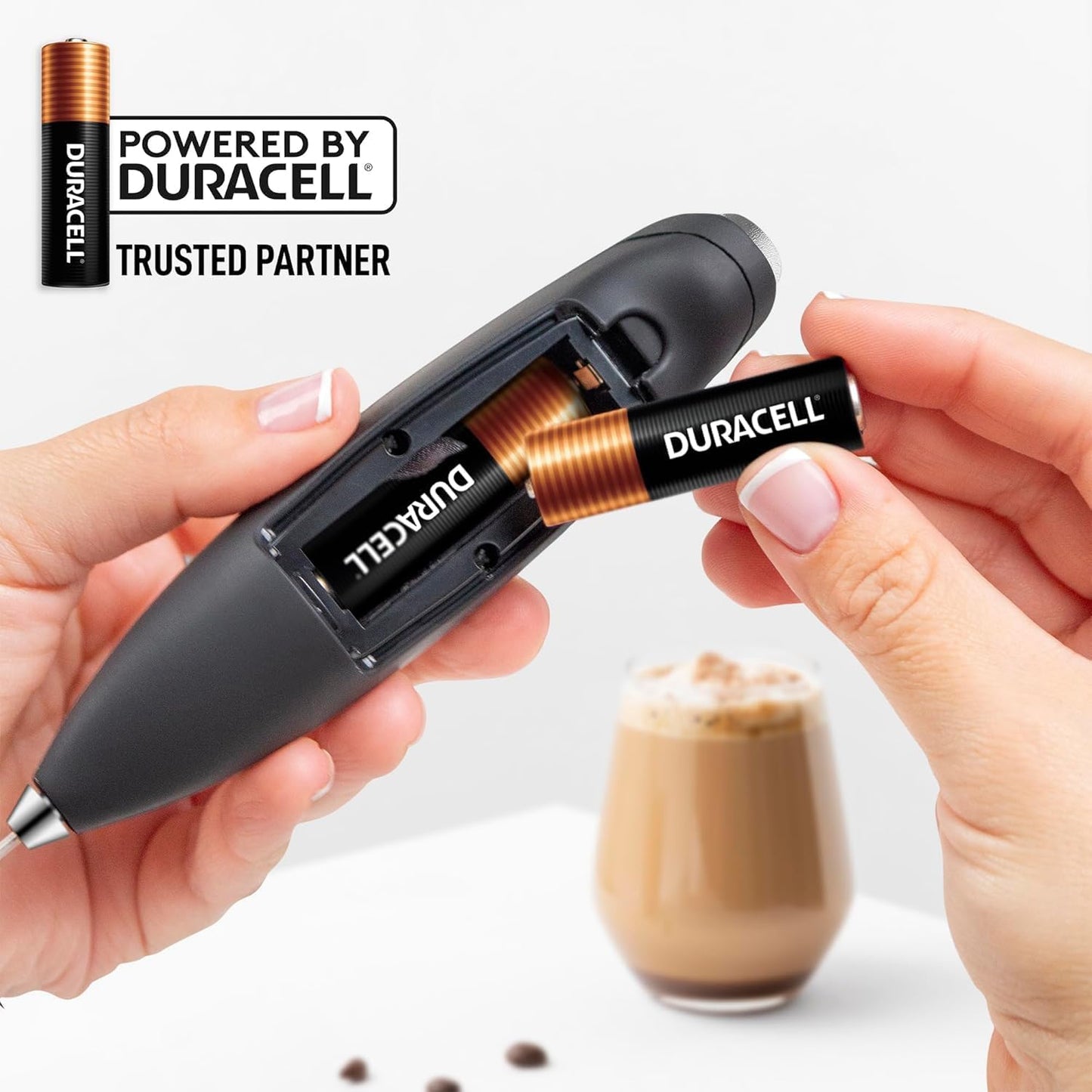 Zulay Milk Frother Complete Set Coffee Gift, Handheld Foam Maker for Lattes - Whisk Drink Mixer for Coffee, Mini Blender for Cappuccino, Frappe - Includes Frother, Stencils & Frothing Cup (Black)
