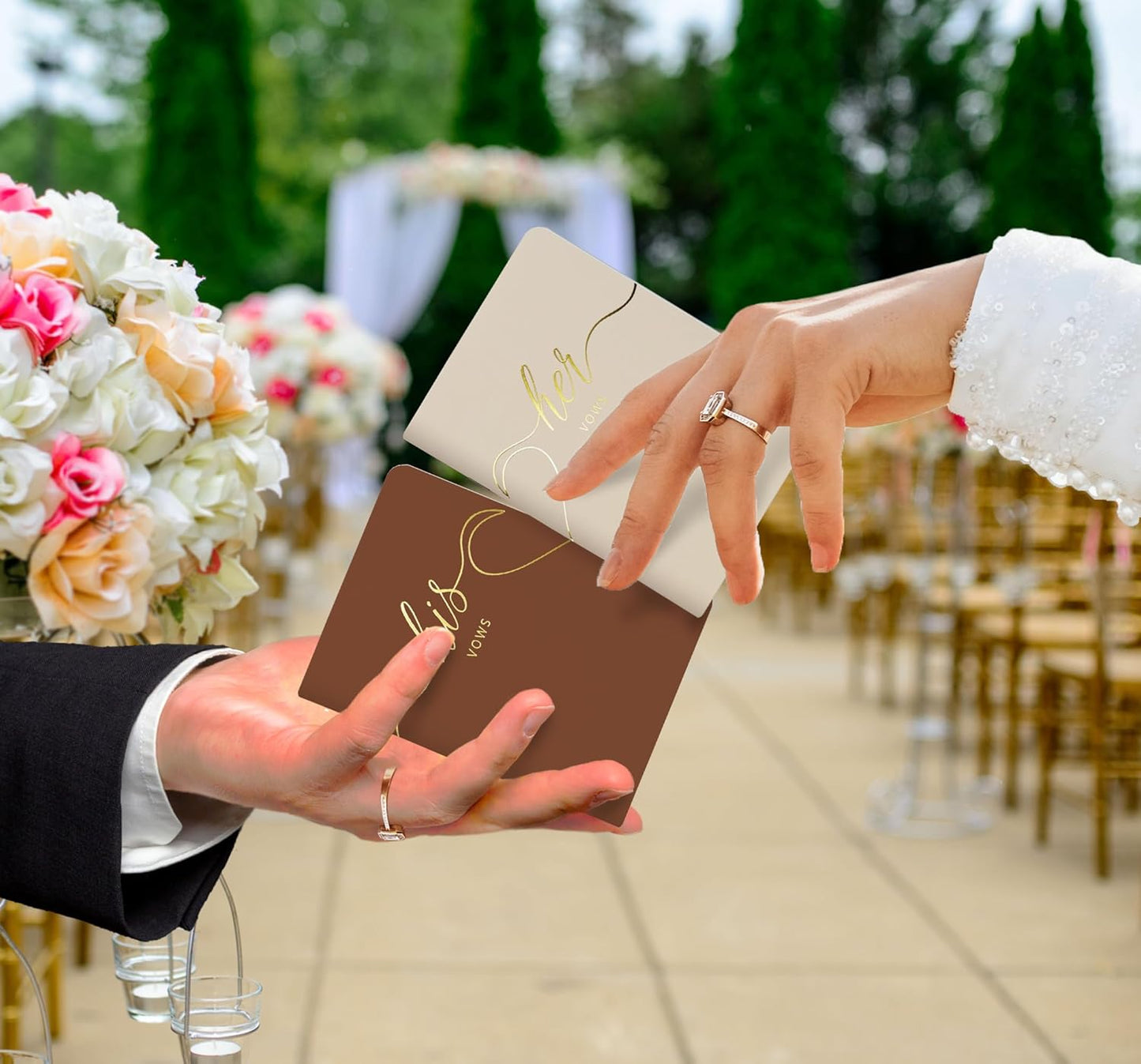 LSSH GmbH Vow Books - His and Hers Wedding Essentials, 28 Pages, 5.5" X 4" (Dark Green & Sage)