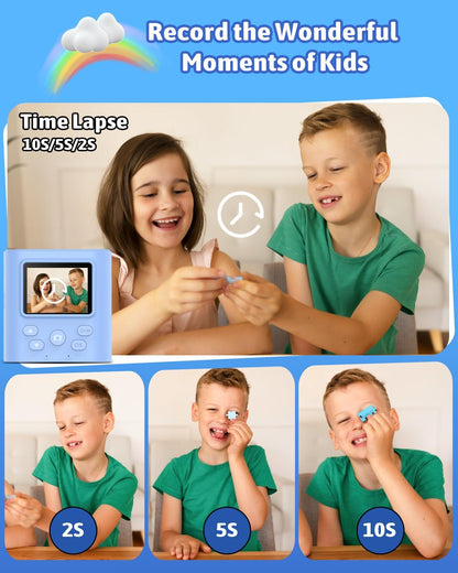 Mgaolo Kids Camera with Instant Print, Thermal Printing Digital Camera Gift for 3-12 Years Old Children, Safe Ink-Free Design, Toy for Creativity & Learning (Black)