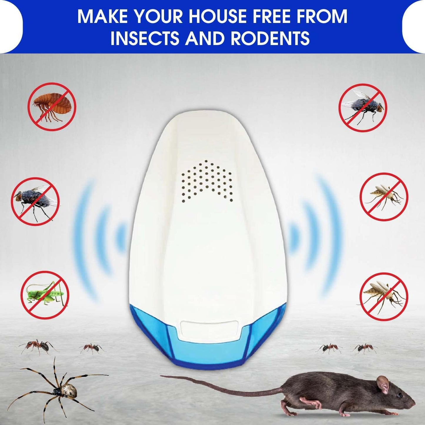 Pestchaser Ultrasonic Rodent Repeller - 2-Packs Plug-in Pest Repellent - Insect Repellent - Intelligent Pest Repeller - Indoor Use, Anti Mice, Mosquitos, Insects, Bugs, Ants, Spiders, Rodents