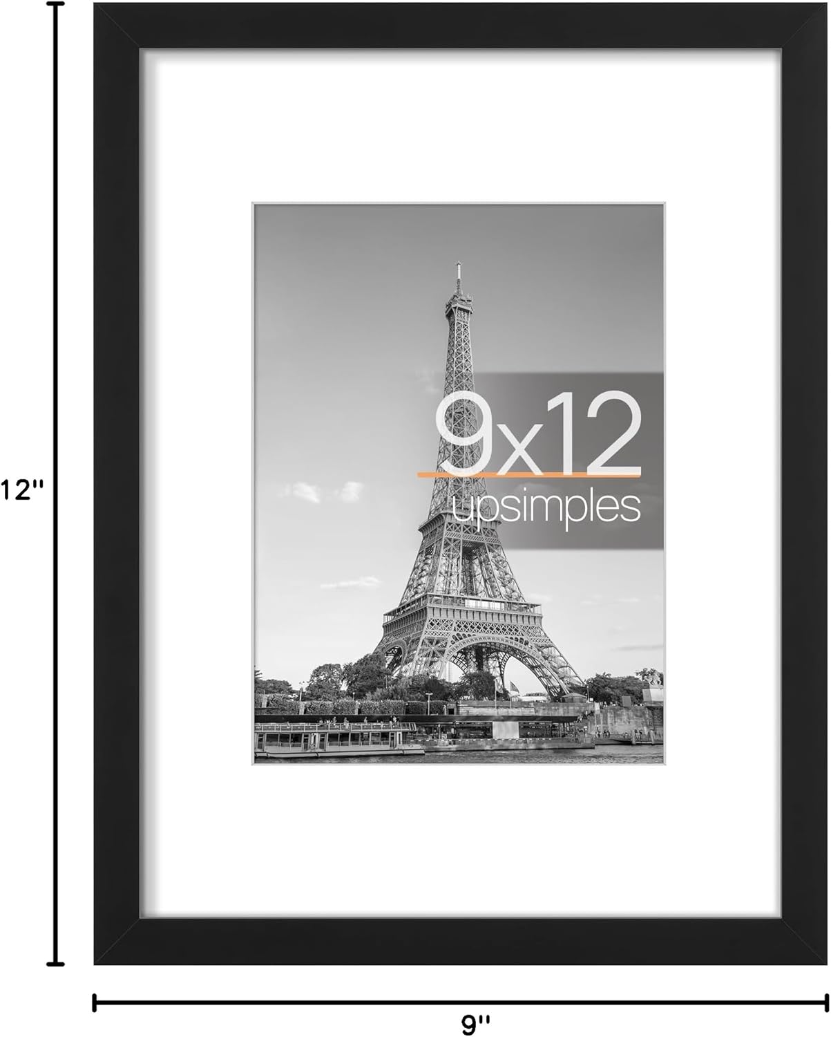upsimples 11x14 Picture Frame, Display Pictures 8x10 with Mat or 11x14 Without Mat, Wall Hanging Photo Frames, Black