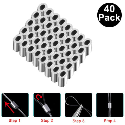 Invisible Hanging Wire Supports Up to 60lbs, 98Feet Clear Picture Wire With 40Pcs Aluminum Crimping Sleeves, Strong Nylon for Hanging Picture Frame, String Light, Christmas Decor