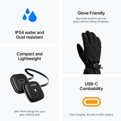 ALECK Snow Series Core Wireless Bluetooth Helmet Speakers – Drop-In On-Ear Headphones with Microphone, Audio-Ready Ski & Snowboard Helmet Compatible - PuriLite