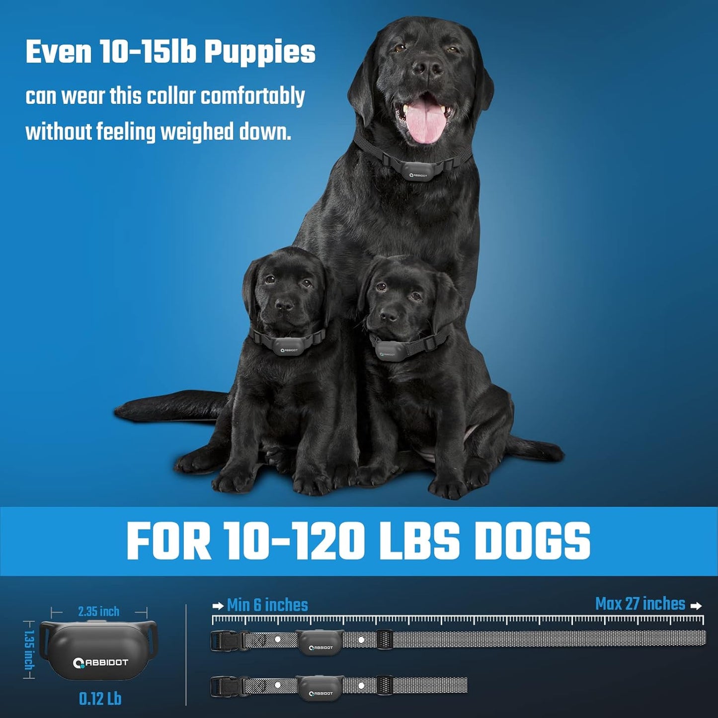 ABBIDOT Shock Collar (8-120 lbs) - Small Size Dog Training Collar with Remote Waterproof Rechargeable Dog Shock Collar with Remote E Collar for Small Medium Large Dogs