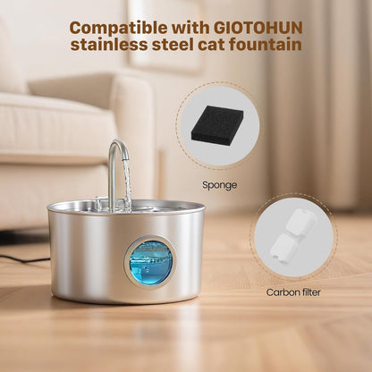 Cat Water Fountain Stainless Steel: Cat Fountain - 2.2L/74oz Water Fountain Indoor Cat - Pet Water Fountain - Quiet Automatic Cat Water Dispenser - Dog Drinking Fountain - GIOTOHUN