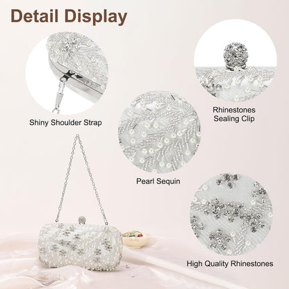 DTGN Evening Bags Clutch Purses for Women Formal, Bridal Purses Rhinestone Handbags Shoulder Bag with Chain Sparkly