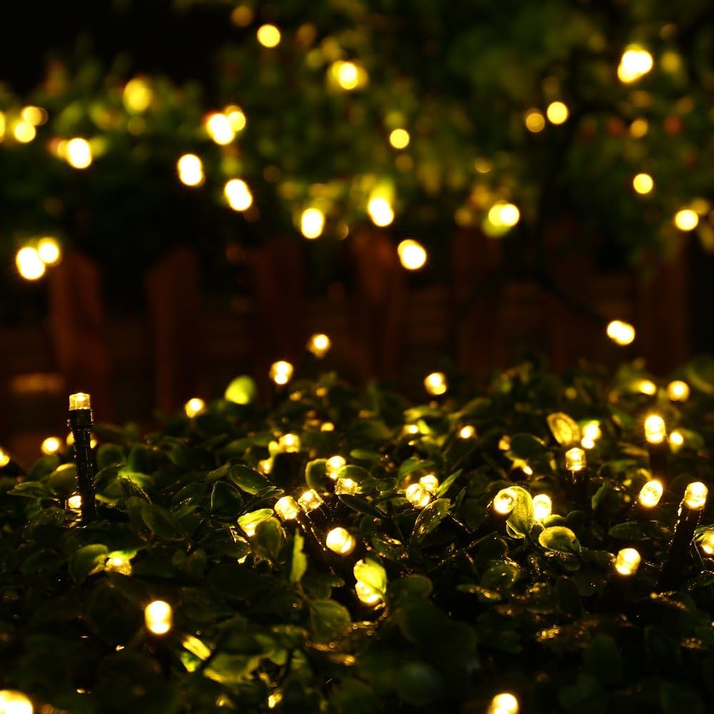 Solar String Lights Outdoor, 2 Pack 33ft 100 LED Solar Fairy Lights 8 Modes Waterproof Xmas Lights for Garden, Patio, Home, Party, Wedding, Holiday, Tree, Outdoor Decor (Warm White)