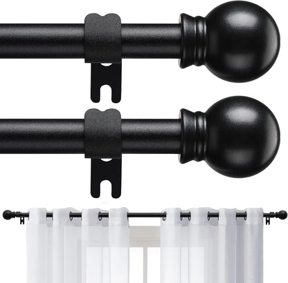 Black Curtain Rods for Windows 28 to 48 Inch, 5/8 Inch Small Curtain Rod For Bathroom, Living room, Kitchen (size：28-52 Inch)