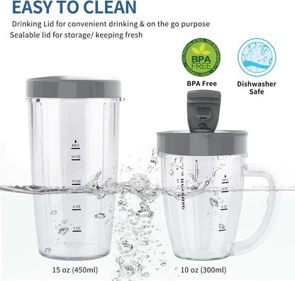 La Reveuse Personal Size Blender 250 Watts Power for Shakes Smoothies Seasonings Sauces with 1 Piece 15 oz Cup,1 Piece 10 oz Mug,BPA Free (Black)