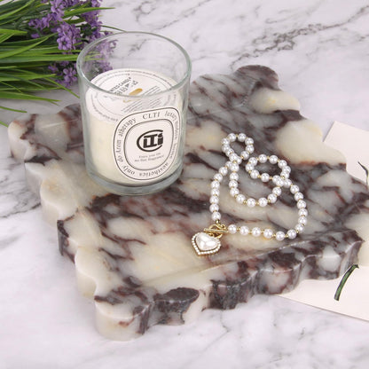 HESHIBI Marble Decorative Tray, Square, 8x8 inches, Rosso Lepanto, Luxury Natural Stone, Bathroom Vanity, Dresser Top, Kitchen Sink, Trinket Ring Tray