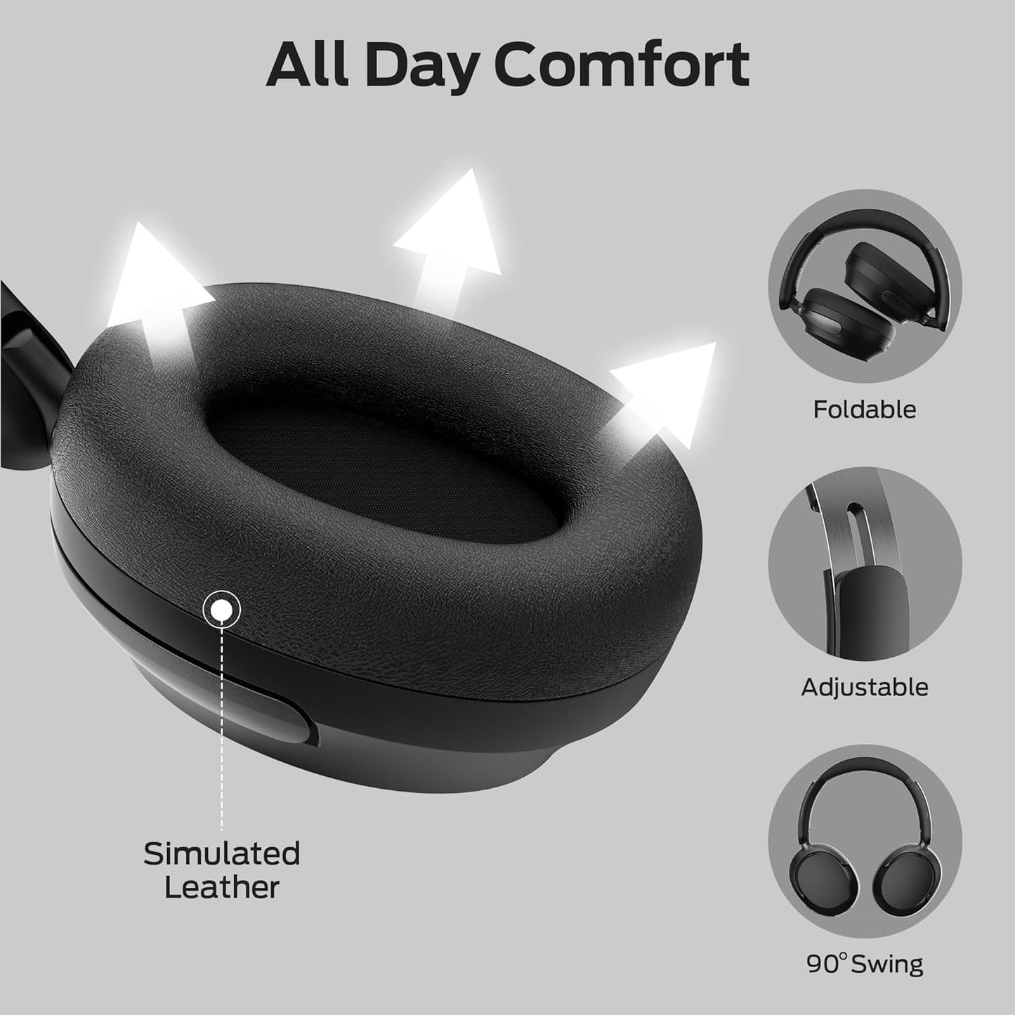 Monster Persona 3rd ANC Active Noise Canceling Headphones, Over Ear Bluetooth Headphones with Mic, 70 Hours Playtime and 3 EQ Modes, Foldable Comfort Lightweight Headphone for Travel, Black