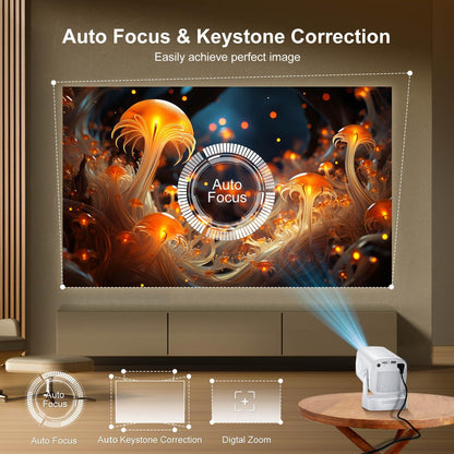 [ Auto Focus/Keystone ] Smart Projector with WiFi and Bluetooth 5.4, SALANGE 1080P Native Projectors 4K, Short Throw Projector w Built in Apps, Android 11, Mini Portable Proyector HY260pro