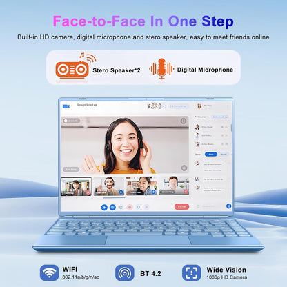 NOTODD Laptop 16" 12GB LPDDR4 512GB SSD Celeron N5095 Up to 2.9Ghz Quad-Core Win 11 PC 1920*1200 2K Screen Dual WIFI Support 2.5" HDD 1TB SSD Expand with Cooling Fan Numeric Keypad for Business-Blue