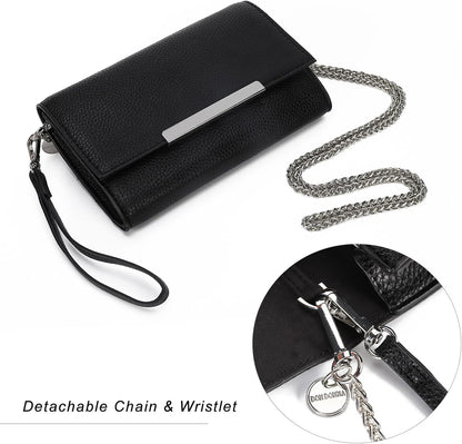 AFKOMST Small Clutch Purses for Women Summer Crossbody Bags and Straw Wristlet Handbags with Chain Strap