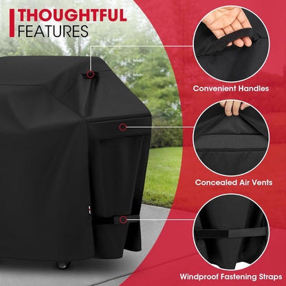 UNICOOK BBQ Cover 55 Inch, Heavy Duty Waterproof Housse BBQ, Special Fade and UV Resistant Outdoor Barbecue Grill Cover, Barbecue Accessories Compatible for Weber Char-Broil Brinkmann and More