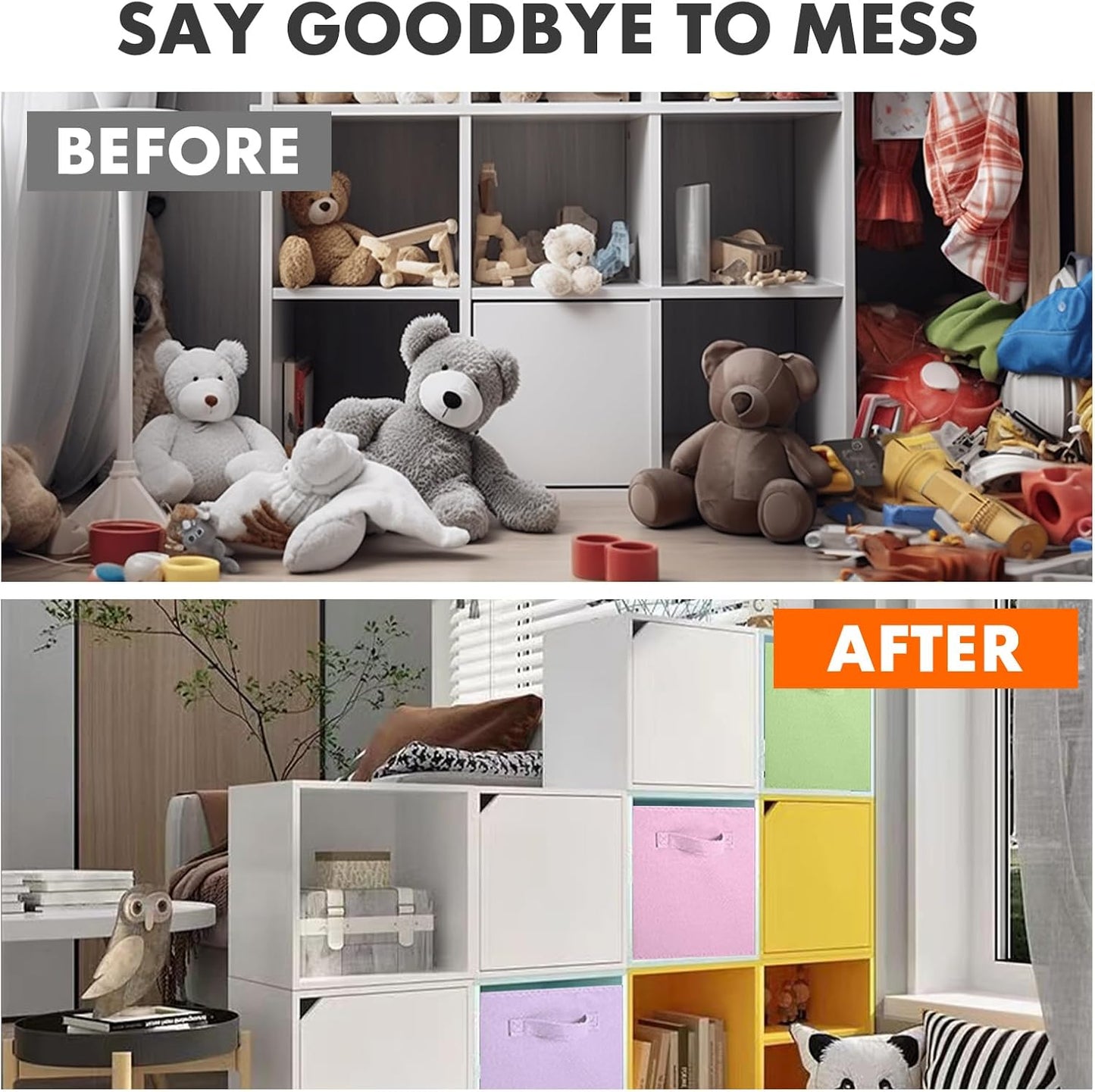 ShellKingdom Storage Bins, Foldable Fabric Storage Cubes And Cloth Organizer Drawer For Closet And Toys, 6 Pack (Lavender+Light Blue+Pink)