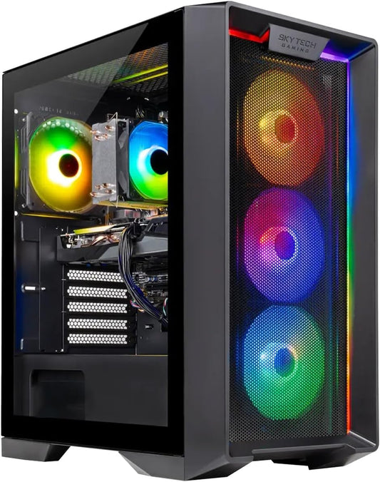 Skytech Nebula Gaming PC Desktop, Intel i5 14400F 2.5 GHz (4.7GHz Turbo), NVIDIA RTX 5060 8GB, 1TB NVMe SSD, 16GB DDR5 RAM 6000, 650W Gold PSU, Wi-Fi, Win 11