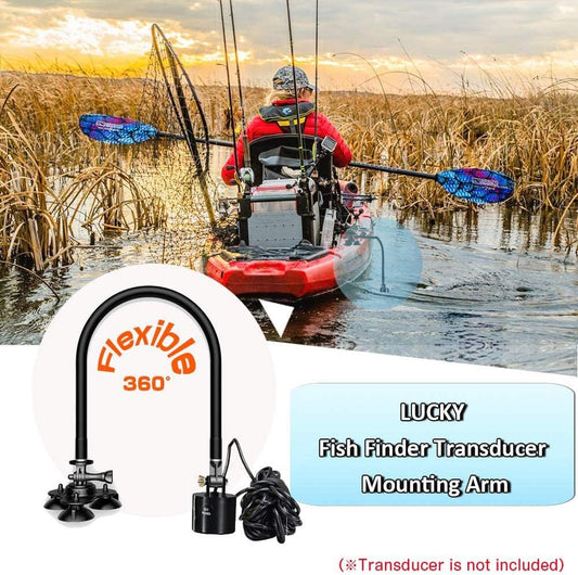 LUCKY Fish Finder Transducer Mount Arm Kayak Bracket Transducer Mounting Arm Flexible for Boat Canoe Kayak Fishing - PuriLite
