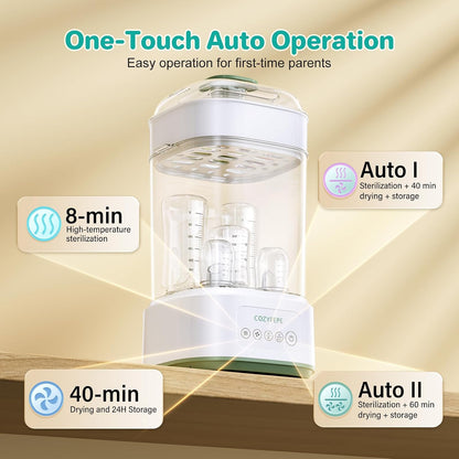 Electric Steam Baby Bottle Sterilizer and Dryer Compact Countertop