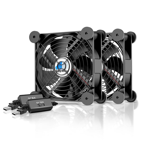 Easy Cloud 120mm USB Fan, USB Computer Fan with 3 Speeds Controller Small PC Cooling Fans for Cabinet Case Server TV Receiver Router DVR Xbox Cooler, 2Pcs