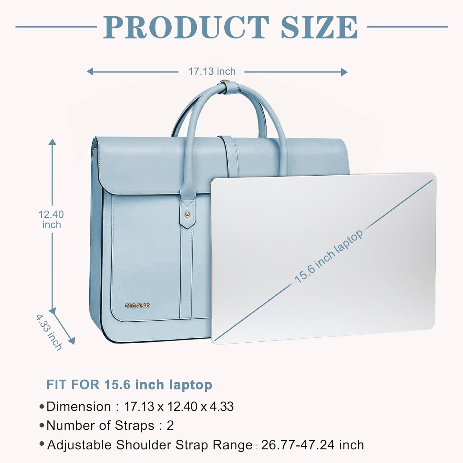 MOSISO Laptop Bag for Women, PU Leather Laptop Shoulder Bag Convertible Backpack, Work Travel Computer Bag with Bowknot - PuriLite
