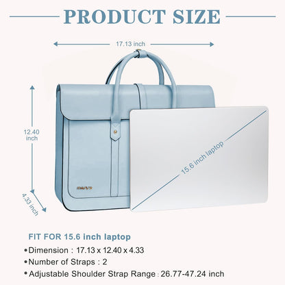 MOSISO Laptop Bag for Women, PU Leather Laptop Shoulder Bag Convertible Backpack, Work Travel Computer Bag with Bowknot - PuriLite