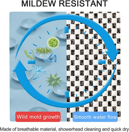 Square Shower Mat, Non Slip Bath Mat, Loofah Shower Stall Mats for Walk-in Shower, 32 x 32 Inches Shower Floor Mat with Drain, Bath Mats for Showers Bathroom, Tub, Seniors