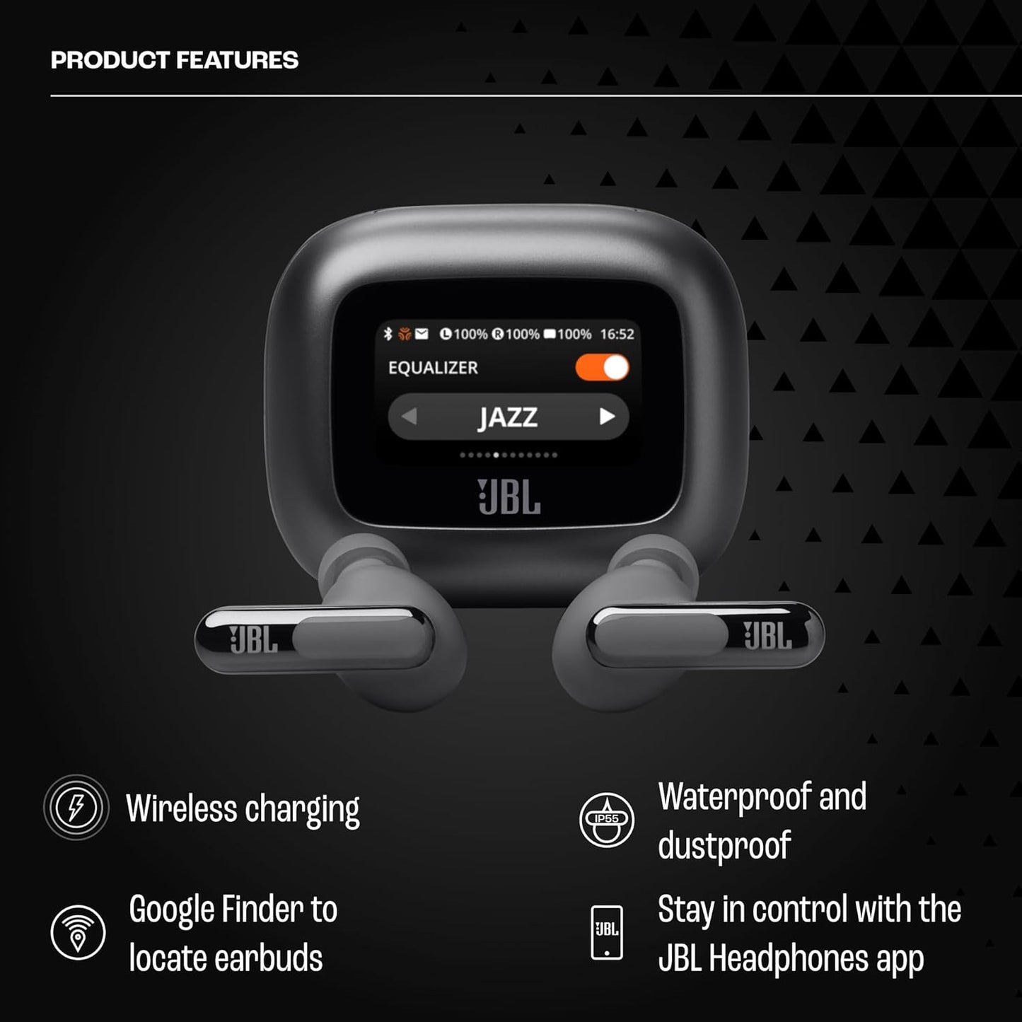 JBL Live Beam 3 - True Wireless Noise-Cancelling Closed-Stick Earbuds, 48Hrs Total Playback, Wireless Charging, 6 Mics for Perfect Calls, Multi-Point Connection, IP55 Waterproof and dustproof