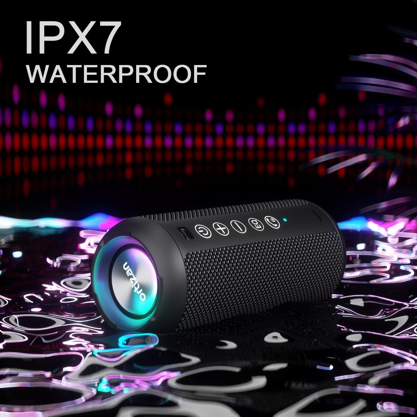 Ortizan Portable Bluetooth Speaker, IPX7 Waterproof Wireless Speaker with 24W Loud Stereo Sound, Outdoor Speakers with Bluetooth 5.0, 30H Playtime,66ft Bluetooth Range, Dual Pairing for Home