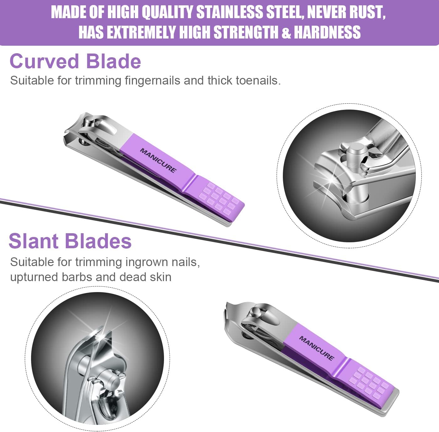 Manicure Set Professional Nail Clippers Pedicure Kit, 16 pcs Stainless Steel Nail Care Tools Grooming Kit with Luxurious Travel Leather Case for Thick Nails Men Women Gift (Black)