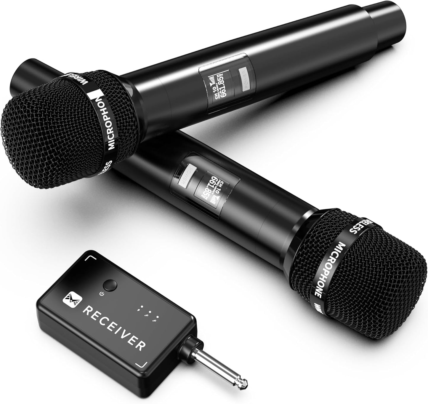 Wireless Microphone, Wireless Mic with One-to-One Chip Connection, 40H Rechargeable Battery, 200FT Range, Plug and Play, Ergonomic Design,Less Latency Microphone for Singing, Speech, Party