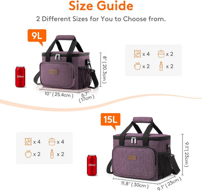 Lifewit Lunch Bag for Men, Insulated Lunch Box Leakproof Soft Cooler Cooling Tote for Adult Women, Waterproof Reusable Lunch Bags for Work Office Outdoor Picnic Camping, Black, 12-Can (9L)