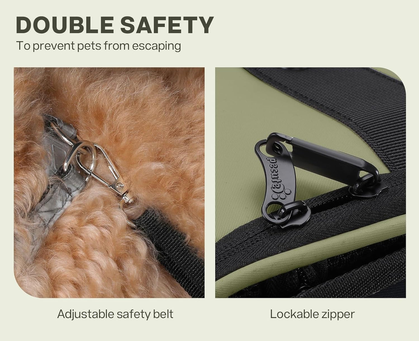 Pecute Cat Backpack, Dog Backpack Carrier with Widened Interior Space,Stable and Secure Pet Car Seat for Sitting and Lying, Breathable Pet Transport Bag Suitable for Hiking, Trekking, Car TravelGray