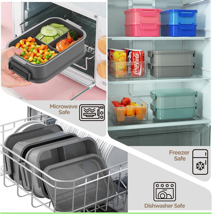 JSCARES Lunch Box Adults Bento Box - All-in-One Stackable 74 OZ Lunch Box Containers for Adult Large Bento Box with Fork Spoon Sauce Boxes, Leakproof Lunchbox for Work School Dining Out (Green)